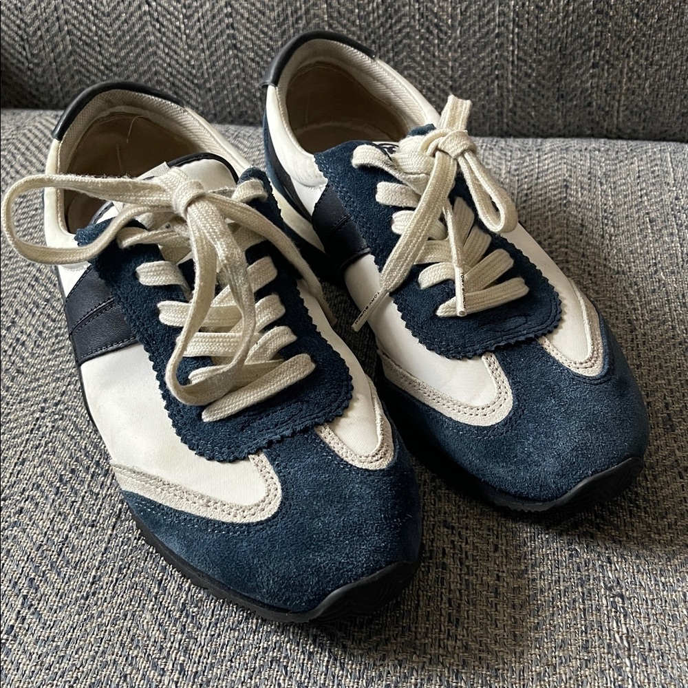 Tory Burch Navy and White Suede-Trim Sneakers - Picture 5 of 16